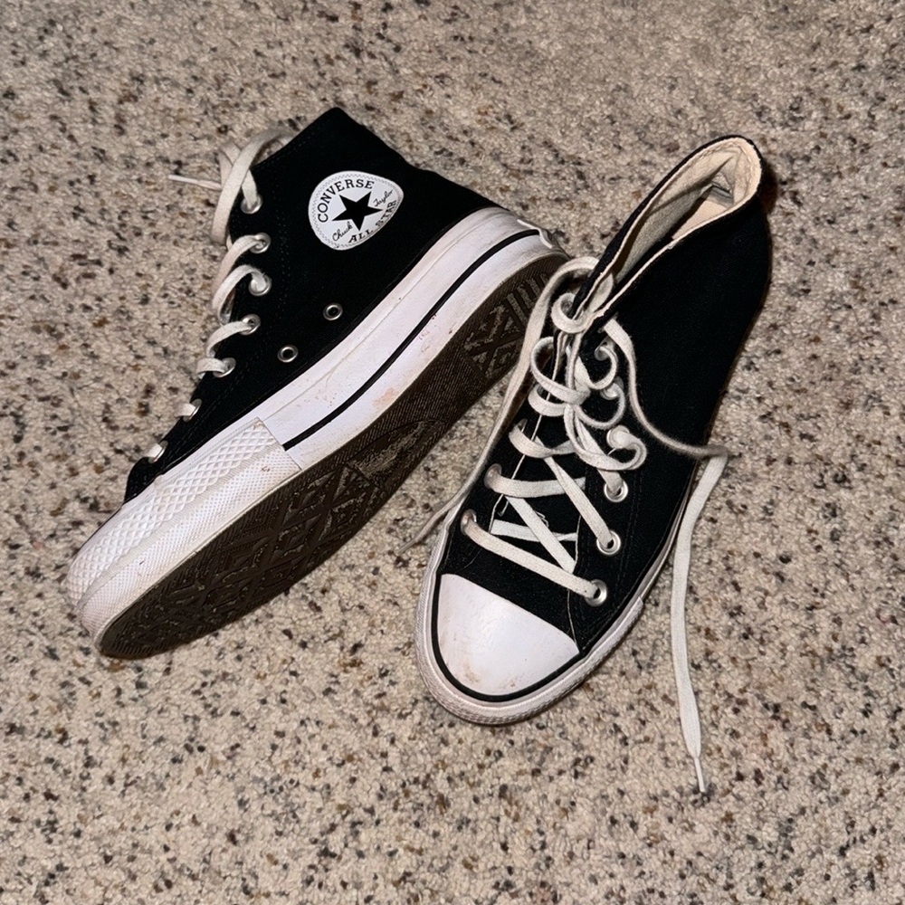 Black platform high top converse